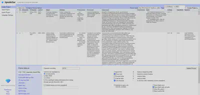 Bildschirmfoto der Einstellungen zum Import der CSV-Datei in OpenRefine.