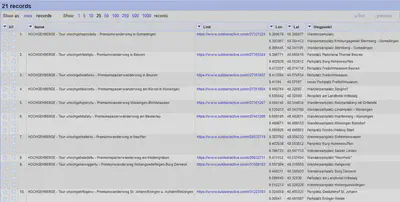 Bildschirmfoto der gefilterten Daten in OpenRefine.