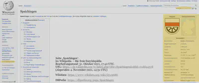 Annotiertes Bildschirmfoto der Wikipedia Seite von Spaichingen.